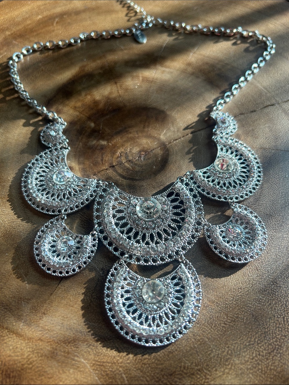 Silver Filigree Statement Necklace - Elegant Women’s Jewelry